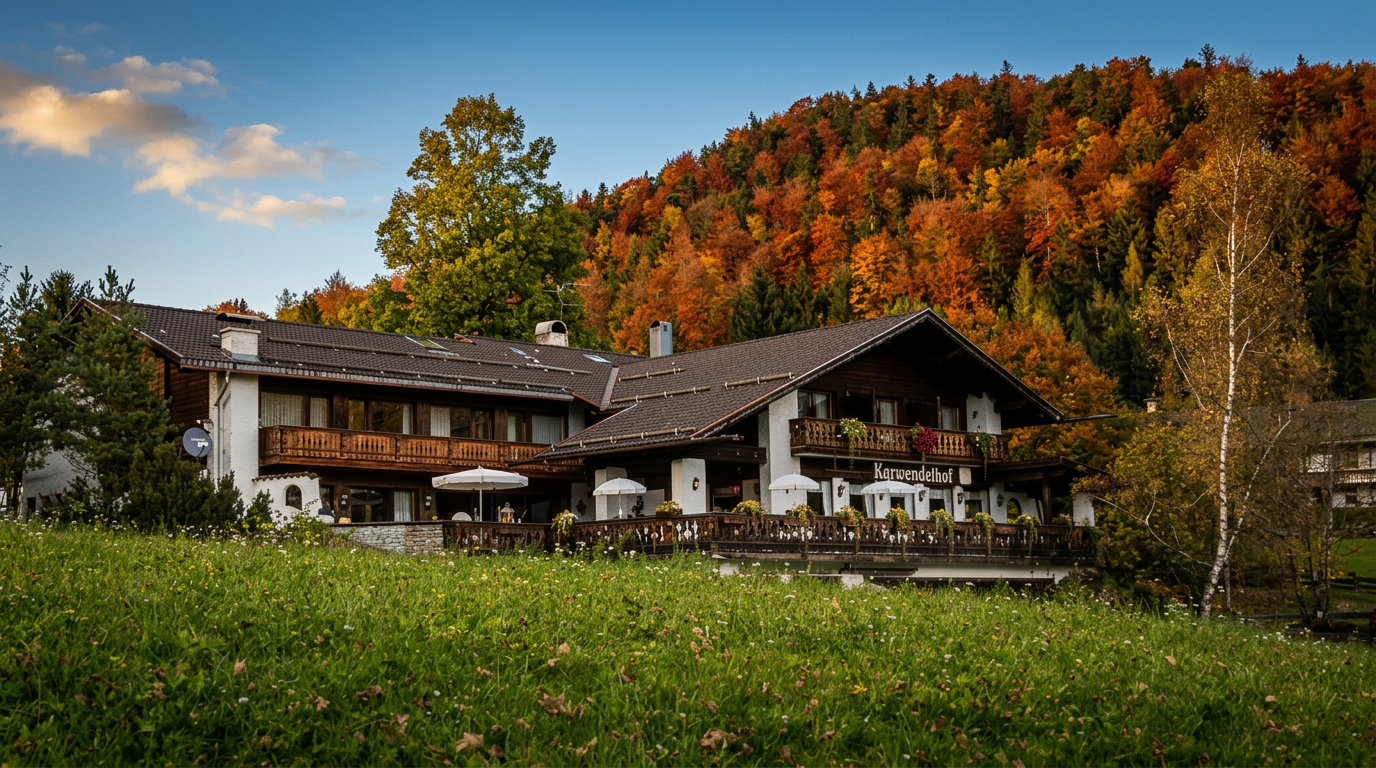 Panoramahotel Karwendelhof vor den bayerischen Alpen